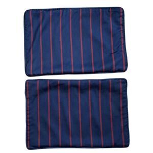 Ralph Lauren Pillow Covers Set 2 Navy Blue Wool Striped Lumbar Poets Society